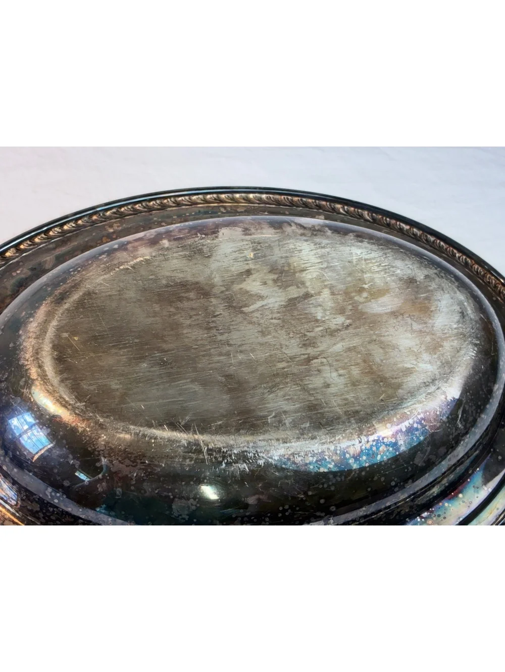 Vintage Silver Plated Oval Serving Platter with Decorative Rim